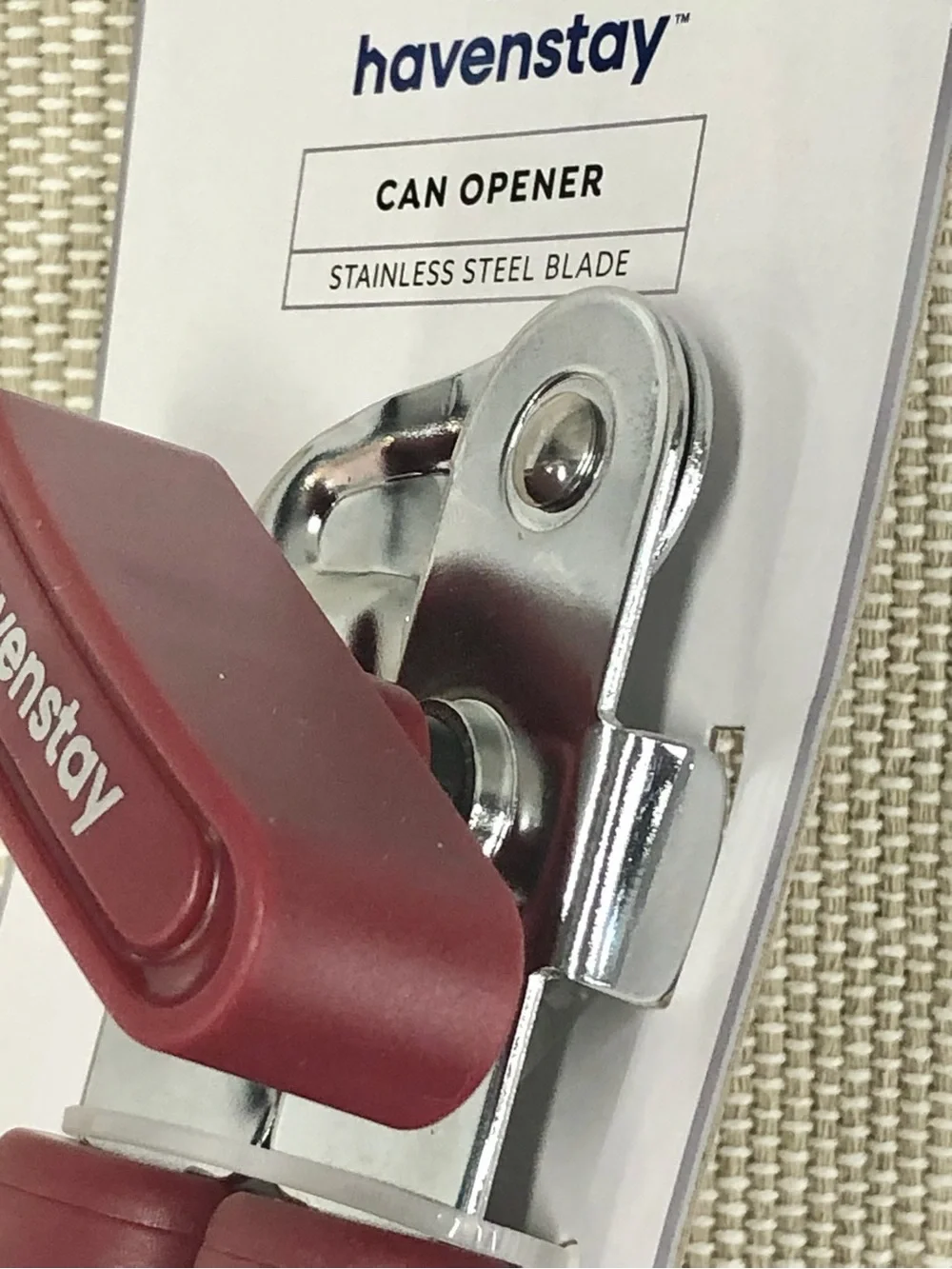 🥑$7🥑 NEW HAVENSTAY Can Opener Big Knob Stainless Steel Blade Red